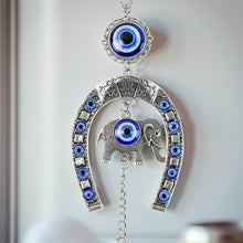 Decorative Evil Eye Hanging with Elephant and Horseshoe Motif, Wind Chime (1 Pc) - dailyneed.life
