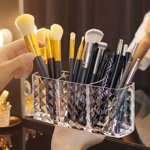 Elegant Crystal-Effect 3-Compartment Acrylic Makeup Brush Holder (1 Pc) - dailyneed.life