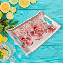 Plastic Rectangular Shape Flower Printed Design Serving Tray 3 pcs Home and Kitchen Use (3 pcs set) - dailyneed.life