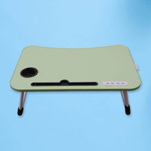 MultiPurpose Study Table Foldable Portable Notebook Bed Lap Desk Tray Stand Reading Holder with Coffee Cup Slot, Drawer, Fan, USB Cable & Light for Breakfast, Reading & Movie Watching (1 Pc Mix Color) - dailyneed.life