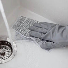 Double-Sided Microfiber Cloth & Stainless Steel Scrubber – Non-Scratch Wire (1 Pc, 20x20 cm) - dailyneed.life