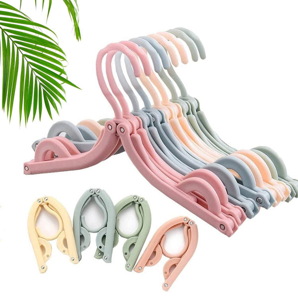 10 Pcs Portable Folding Clothes Hanger Creative Travel Easy to Carry Clothes Hanger for Adults and Children - dailyneed.life