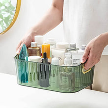 Premium Ribbed Transparent Storage Basket with Gold Handle – Multipurpose Kitchen & Home Organizer Box (25x14cm / 4 Pc) - dailyneed.life