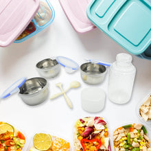 6In1 Tiffin Box-Lunch Box | 3 Stainless Steel Containers | Plastic lid Box | Spoon & Fork /Plastic Bottle | Insulated Fabric Bag | Leak Proof | Microwave Safe for Office, College and School for Men, Women (6 pcs) - dailyneed.life