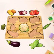 Wooden Vegetable Puzzle Learning Educational Board (1 Set / 28×20 Cm) - dailyneed.life