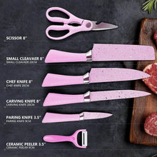 Stainless Steel Non Stick Ceramic Coating 6 Pcs Chef Kitchen Knife Set with Scissor & Peeler - dailyneed.life