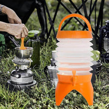 Plastic Collapsible Beverages Container with Tap Cold Drink Dispenser Folding Water Storage Water Jug Tank for Home and Outdoor Party Traveling Picnic (3.5 Litter/ Multicolor) - dailyneed.life
