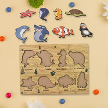 Seawater Animal Wooden Puzzle Learning Educational Board (1 Set) - dailyneed.life