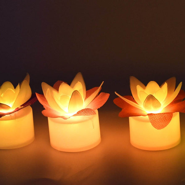 Decoration Candles/Led Diwali Decor Lotus Flower Candle, Diwali (5 Pc) - dailyneed.life