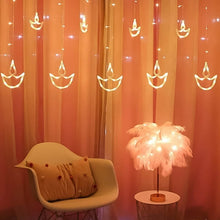 12 Diya Curtain String Lights, Window Curtain Lights with 8 Flashing Modes Decoration Light (White Color) - dailyneed.life
