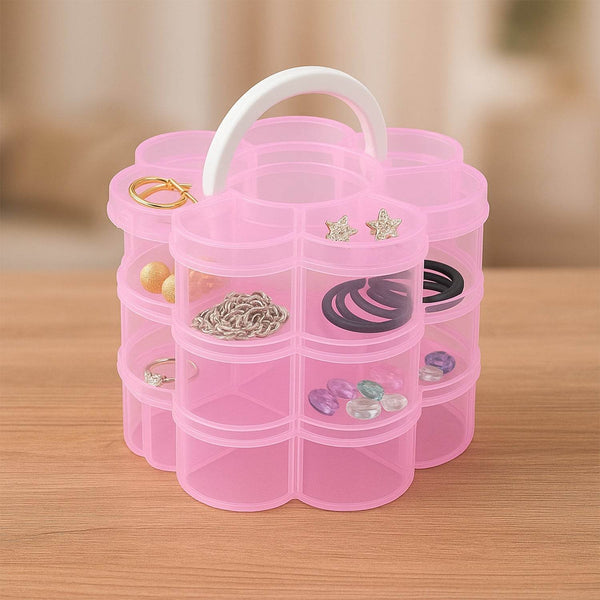 3-Layer Transparent Plastic Flower-Shaped Storage Box with 9 Grids - dailyneed.life