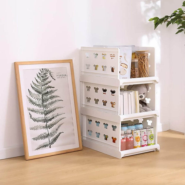 3 Layer Stackable Multifunctional Storage,for Clothes Foldable Drawer Shelf Basket Utility Cart Rack Storage Organizer Cart for Kitchen, Pantry Closet, Bedroom, Bathroom, Laundry(3 Layer 1 Pc) - dailyneed.life