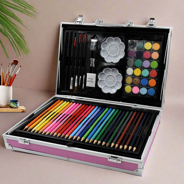 17980 Professional Art Set-Drawing Painting Sketching Coloring Kids Set All in 1 Art Case Perfect for Kids with Unicorn Design Case, Shading Crayons Oil Pastels Color Set Watercolor Cakes Paint Brush Sharpener Eraser (145 Pcs Set) - dailyneed.life