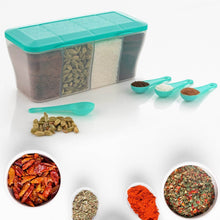 Kitchen Airtight 4-Section Storage Container / Pickle Jar with 4 Spoons (1 Pc / Mix Color) - dailyneed.life
