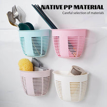 Hanging Plastic Storage Basket, Adhesive Wall Mounted Organizer Box Make Up Holder Shelf Bathroom Wall Basket Punch Free Drain Basket for Kitchen Bathroom, Wall Type Storage Basket (1 Pc) - dailyneed.life