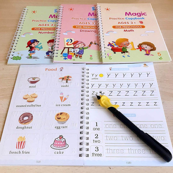 4 Pc Magic Copybook widely used by kids, children’s and even adults also to write down important things over it while emergencies etc. - dailyneed.life