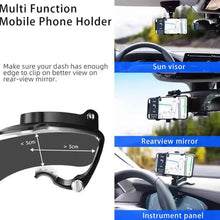 Car Phone Holder Clip Mount 360 Degree Rotation Dashboard Rear View Mirror Sun Visor Smartphone HUD Navigation Fold Stand Plastic Black Compatible For All Smart Phones - dailyneed.life