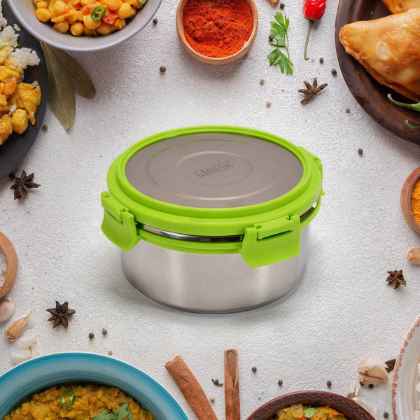 Ganesh Solo round 400 Stainless Steel Leak proof airtight Lunch Pack for Office & School Use - dailyneed.life