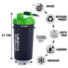 700ml Protein Shaker Bottle with Powder Storage 3-Compartment Gym Shake - dailyneed.life