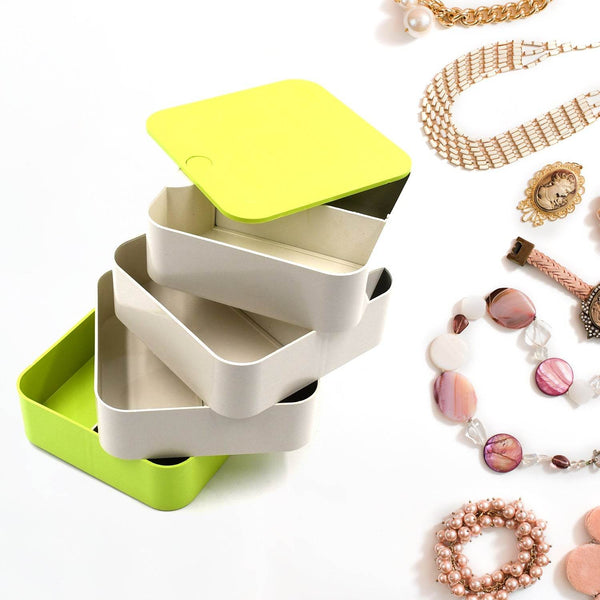 4 Layers Jewelry Box, 360 Degree Rotating Jewelry Box, Jewelry and Earring Organizer Box, Accessory Storage Box - dailyneed.life