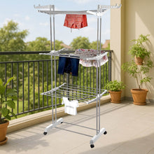 3-Tier Foldable Stainless Steel Cloth Drying Stand with Wheels - dailyneed.life