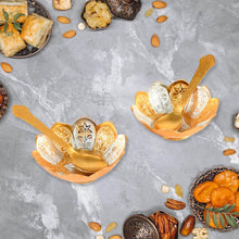 5in1 Gold Silver Plated 2 Bowl 2 Spoon Tray Set Brass with Red Velvet Gift Box Serving Dry Fruits Desserts Gift - dailyneed.life