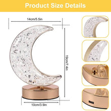 Crystal Table Lamp | Moon Shape Touch Control Lamp with 3 Color | Metal Bedside Lamp for Kids Bedroom Romantic Desktop Nightstand | Stepless Dimming USB Charging Touch Night Light - dailyneed.life