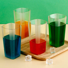 Unbreakable Stylish Transparent Square Design Water / Juice / Beer / Wine Tumbler Plastic Glass Set ( 300 ML, Pack of 6) - dailyneed.life