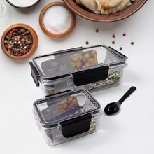Plastic Kitchen Storage Container Big 800 ML & Small 250 ML with Air Seal Lock Lid & Spoon - dailyneed.life