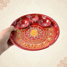 Hand-Painted Decorative Pooja Thali with Ganesha Motif and Diyas - dailyneed.life