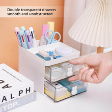 2 Layer 5 Compartment Desk Organizer with Transparent Drawer (1 Pc / 15×13×11 Cm) - dailyneed.life