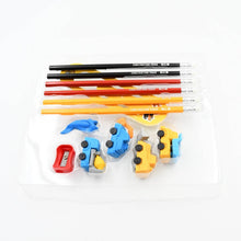 Pencil and Eraser Set, Construction Truck Theme Stationery Kit Includes 6 Pencils, 4 Erasers, 1 Sharpener, 1 Ruler Bookmark, 1 Pencil Cap Stationary For Birthday Gifts for Kids, Birthday Return Gifts (13 Pc set) - dailyneed.life