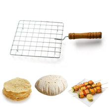 Square Stainless Steel Barbecue Grill with Wooden Handle - dailyneed.life