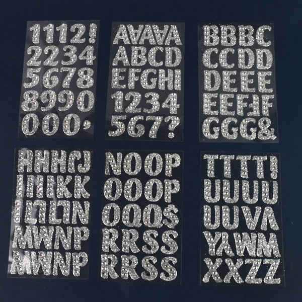 Silver Gem Letter & Numbers Stickers 1 Inch Letters, 130 Count (Pack of 6 Sheets) - dailyneed.life