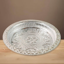 Traditional Silver Finish Plastic Pooja Thali (1 Pc) - dailyneed.life