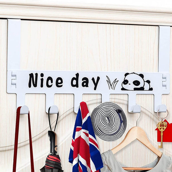 Heavy-Duty Carbon Steel Over Door Hook Rack for Towels & Coats (1 Pc, 6 Hooks) - dailyneed.life