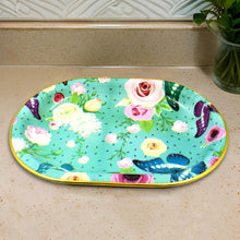Big Plastic Flower Printed Design Serving Tray (1 Pc / 35 x 24 CM / Mix Color) - dailyneed.life