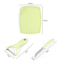 Plastic Kitchen Peeler - Green & Classic Stainless Steel 3-Piece Knife Set Combo - dailyneed.life