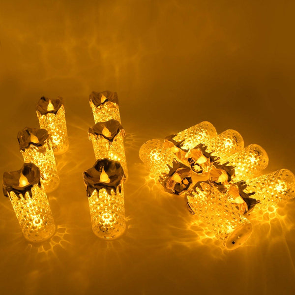 Gold LED Flameless Candles for Decor & Gifting, Diwali (12 Pc MOQ) - dailyneed.life