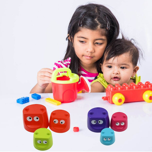 Monster Cups - Activity Toy for Babies 5+ Months Plastic Multicolor Infant & Preschool Toys Develops Motor & Reasoning Skills Birthday Gifts for Boys Girls Age 5+ Months Kids (1 Set) - dailyneed.life