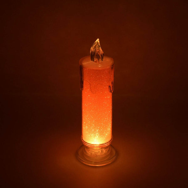 Red LED Flameless Candles Battery Operated Pillar Candles Flickering Realistic Decorative Lamp Votive Transparent Flameless Ornament Tea Party Decorations for Hotel, Scene,Home Decor, Restaurant, Diwali Decoration Candle Crystal Lamp, Diwali (1 Pc) - dailyneed.life