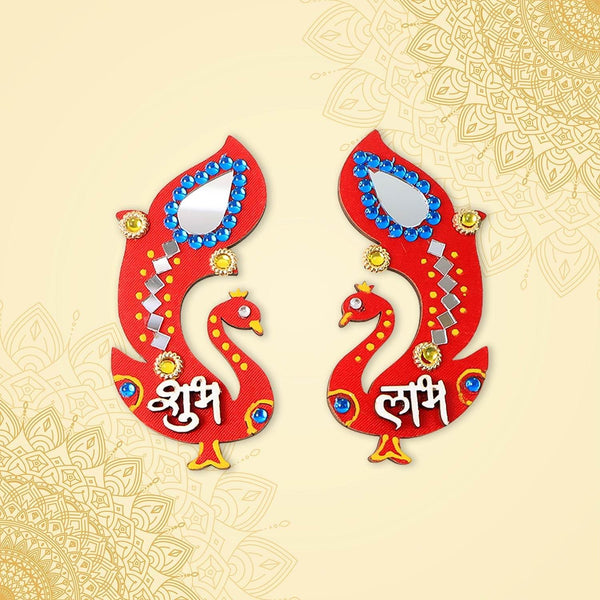 Decorative Wooden Shubh Labh Wall Hanging (2 Pc) - dailyneed.life