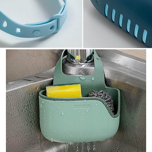 Plastic Kitchen Sponge Holder, Sink Drain Rack Sink Organizer Sink Drain Hanging Bag for Kitchen (1 Pc) - dailyneed.life