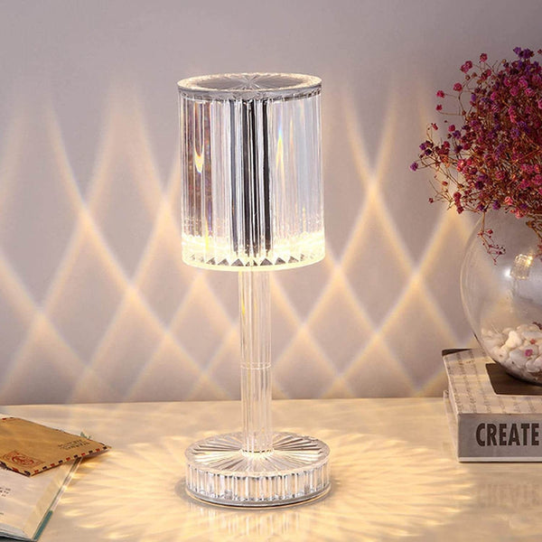 Crystal Table Lamp , Touch Control Atmosphere Nightstand Lamp With USB Charging Line - dailyneed.life