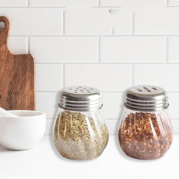 Apex Oregano & Chilli Flakes Dispenser Set – 2 Pcs Plastic Spice Shaker with Stainless Steel Lid - dailyneed.life