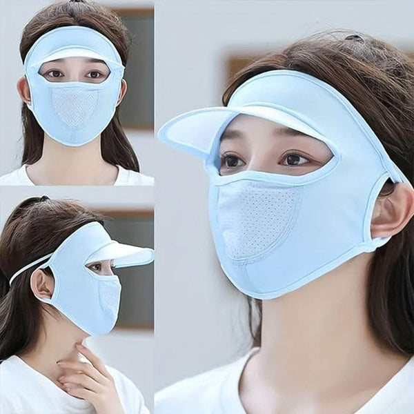 Women's Full Face UV Protection Cap with Built-in Mask and Wide Brim Visor – Breathable (1 Pc) - dailyneed.life