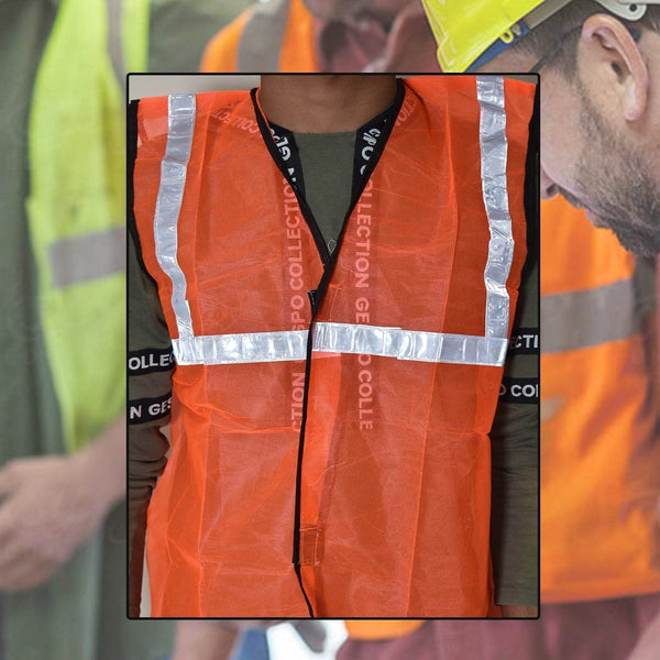 Orange Safety Jacket For Having protection against accidents usually in construction area's. - dailyneed.life