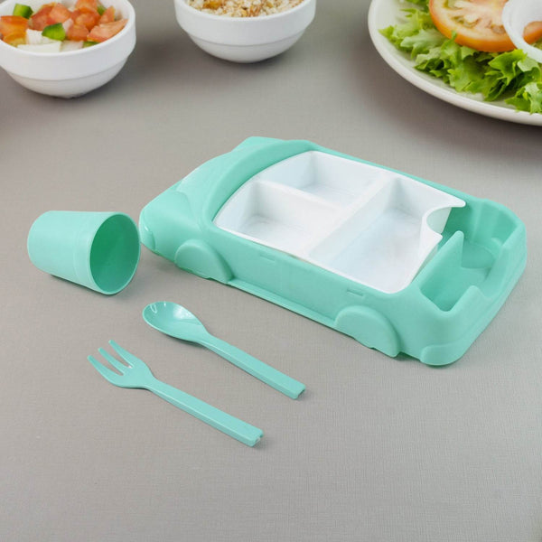 Kid's Car Shaped Plates Cup / Lunch Box Dinnerware Set (4 Pcs Set / 1000 ML Lunch Box) - dailyneed.life