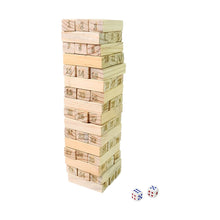 Wooden Tumbling Stacking Tower Game, Zenga tower (48 Pcs Blocks 2 Dices) - dailyneed.life