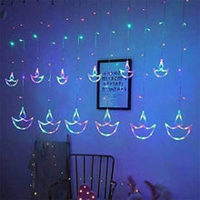 Multicolor 12 Diya Curtain String Lights, Window Curtain Lights with 8 Flashing Modes Decoration Light (Multi Color) - dailyneed.life